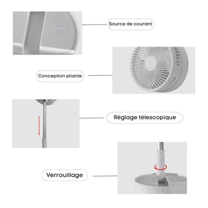 FoldAir - Ventilateur portable rétractable sans fil